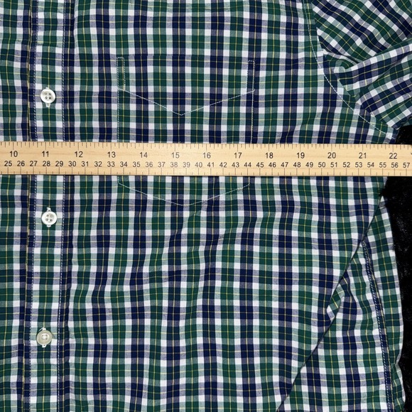 GAP Button Down Shirt Boys XL Green Blue Plaid Check Long Sleeve Casual - Picture 5 of 7